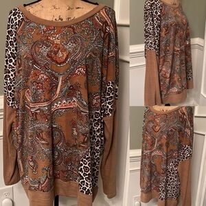 GiGiO Plus - Paisley & Leopard Print Tunic Top – Size 2XL